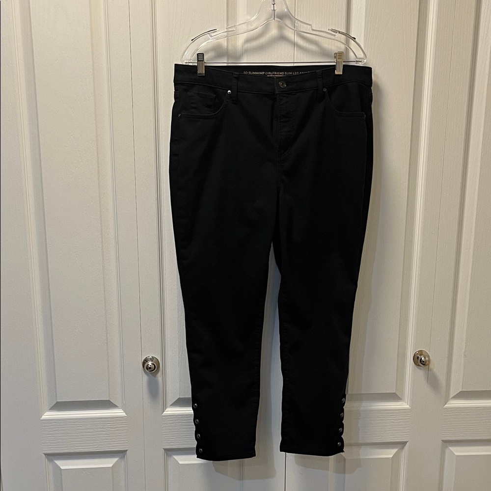 Chico's Black Ankle Jeans with Button Detail
